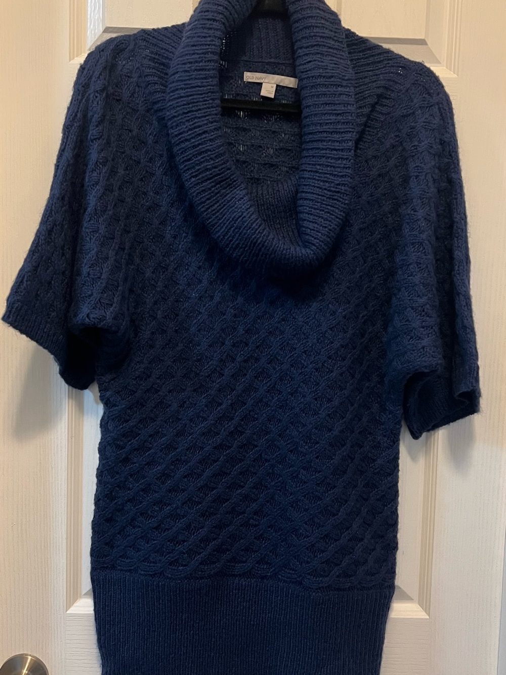 Old Navy Navy Cable-Stitch Short-Sleeve Cowl Sweater